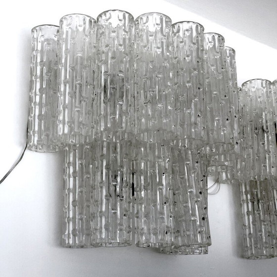 Image 1 of Pair of vintage sconces in transparent Murano glass and brass, Italy 1960