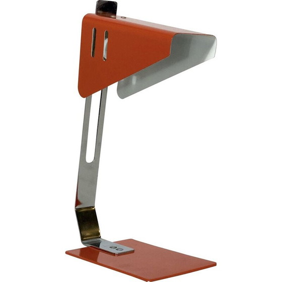 Image 1 of Vintage desk lamp in orange metal, lacquer and chrome, Italy 1970