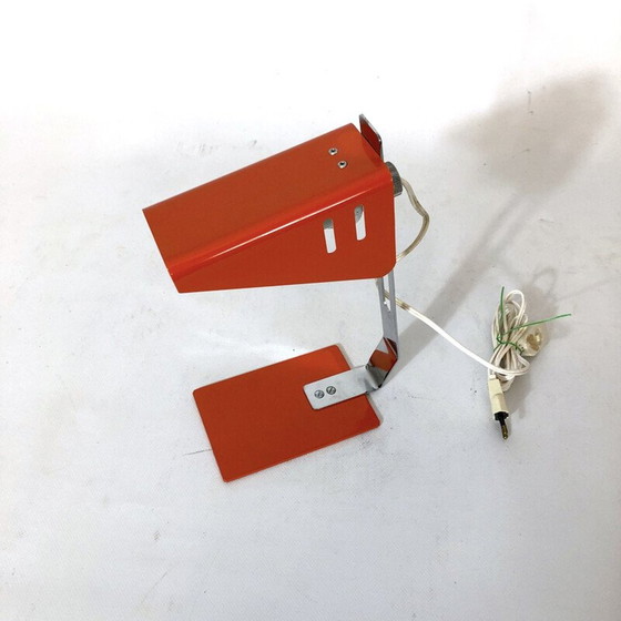 Image 1 of Vintage desk lamp in orange metal, lacquer and chrome, Italy 1970