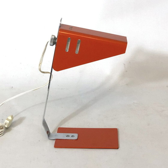 Image 1 of Vintage desk lamp in orange metal, lacquer and chrome, Italy 1970