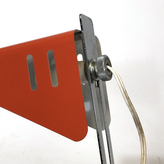 Image 1 of Vintage desk lamp in orange metal, lacquer and chrome, Italy 1970
