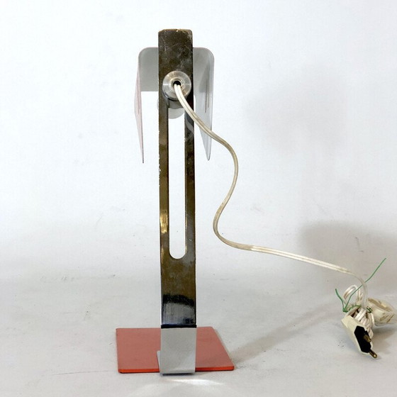 Image 1 of Vintage desk lamp in orange metal, lacquer and chrome, Italy 1970