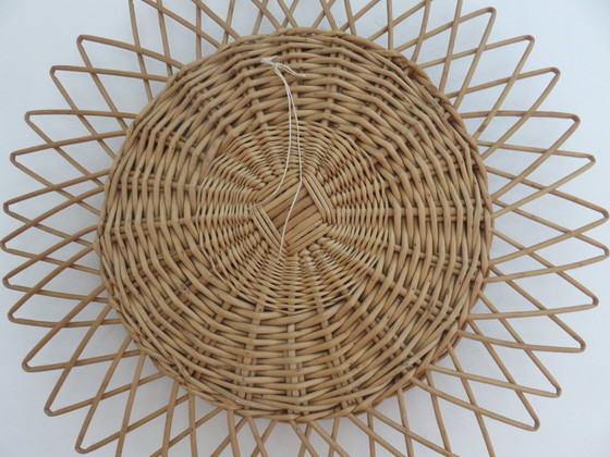 Image 1 of Large Rattan Sun Mirror From The South Of France 60's