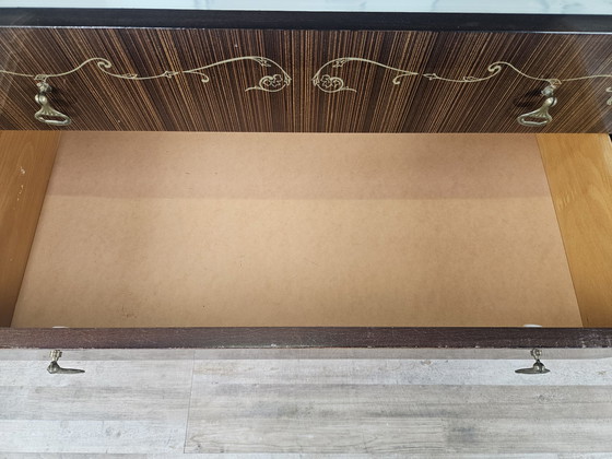 Image 1 of Mid-Century Chest Of Drawers With Blue Glass And Four Drawers