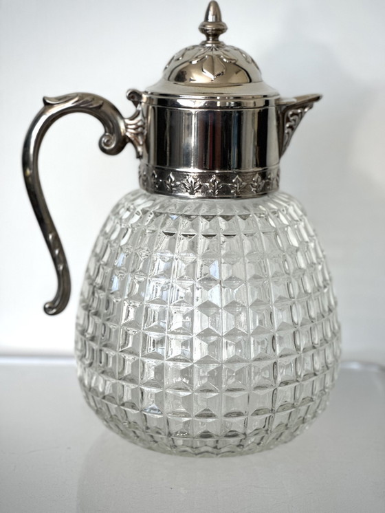 Image 1 of Caraffe vintage anni '50, caraffa in argento placcato, cristallo, Italia 