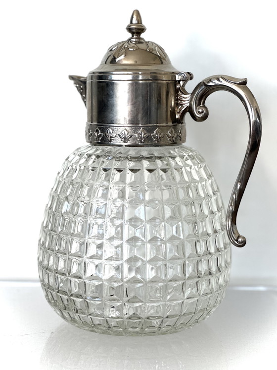 Image 1 of Caraffe vintage anni '50, caraffa in argento placcato, cristallo, Italia 