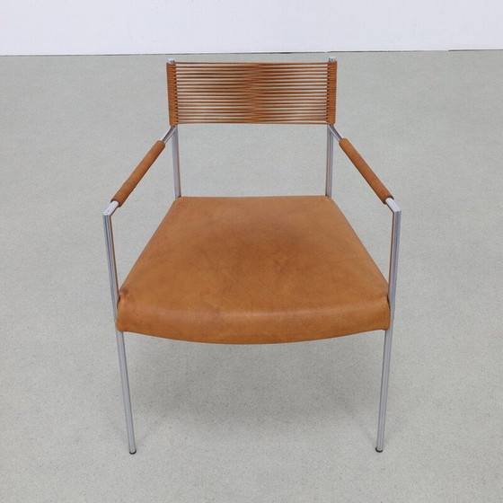Image 1 of Pair of vintage leather and stainless steel chairs by Gerard Van Den Berg, 1990