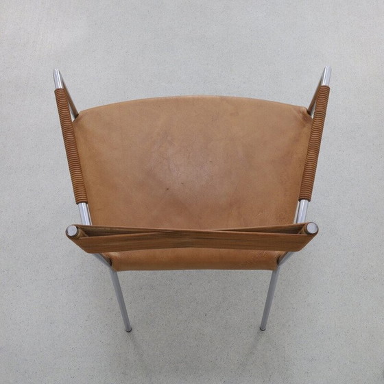 Image 1 of Pair of vintage leather and stainless steel chairs by Gerard Van Den Berg, 1990