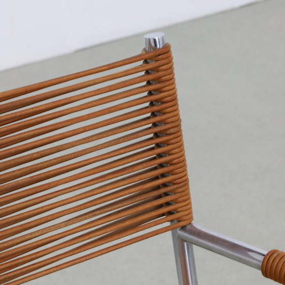 Image 1 of Pair of vintage leather and stainless steel chairs by Gerard Van Den Berg, 1990