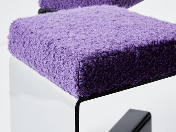 Image 1 of Set di sei sgabelli da bar francesi in ferro battuto e acciaio lucidato, anni '70