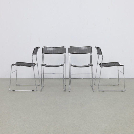 Image 1 of 4x Dining Chair in Perforated Metal by Arrben Italy, 1980s