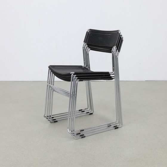 Image 1 of 4x Dining Chair in Perforated Metal by Arrben Italy, 1980s