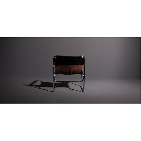 Image 1 of Vintage Tube chair with seat and armrests black saddle leather 1960s