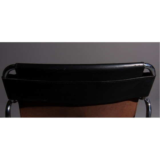 Image 1 of Vintage Tube chair with seat and armrests black saddle leather 1960s
