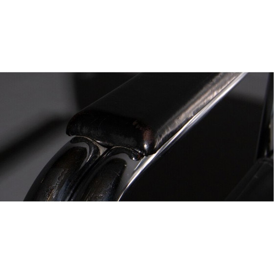 Image 1 of Vintage Tube chair with seat and armrests black saddle leather 1960s