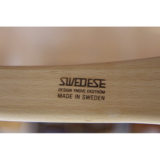 Image 1 of Vintage armchair in beech and brown leather by Lamino and Yngve Ekström for Swedese, Sweden 1970