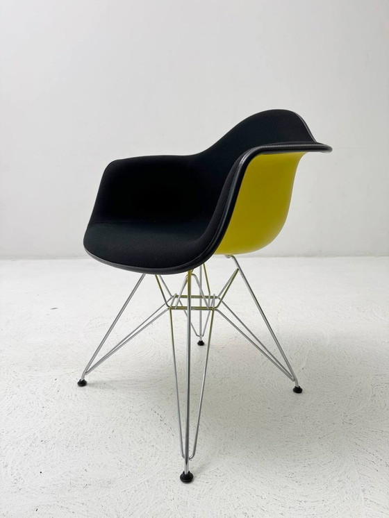 Image 1 of Set of 9 Vitra Eames Plastic Armchair Dar with full upholstery