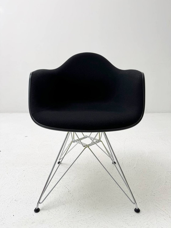 Image 1 of Set of 9 Vitra Eames Plastic Armchair Dar with full upholstery