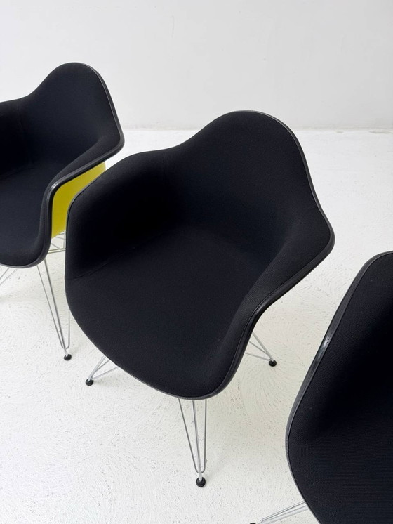 Image 1 of Set of 9 Vitra Eames Plastic Armchair Dar with full upholstery