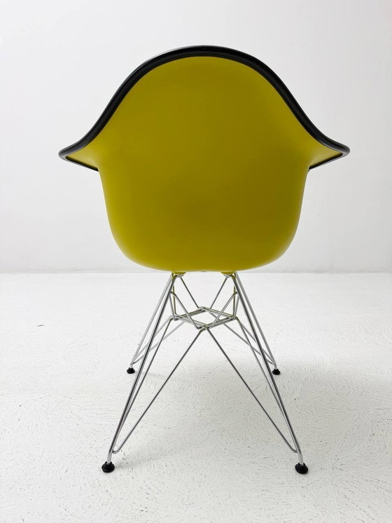 Image 1 of Set of 9 Vitra Eames Plastic Armchair Dar with full upholstery