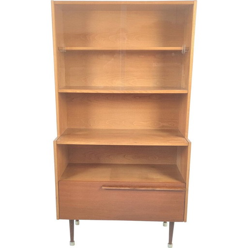 Mid-century ashwood and walnut bookcase by Up Závody, Czechoslovakia 1960s