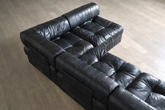 Image 1 of De Sede Ds-88 Modular Sofa In Black Patchwork Leather, Switzerland 1970S