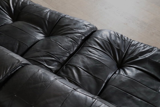 Image 1 of De Sede Ds-88 Modular Sofa In Black Patchwork Leather, Switzerland 1970S