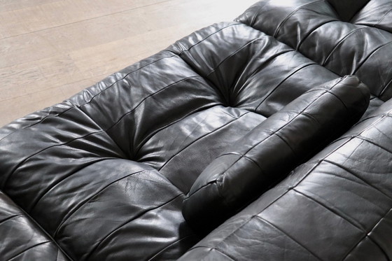 Image 1 of De Sede Ds-88 Modular Sofa In Black Patchwork Leather, Switzerland 1970S