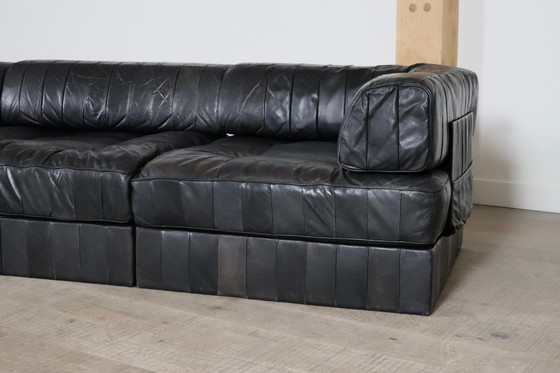 Image 1 of De Sede Ds-88 Modular Sofa In Black Patchwork Leather, Switzerland 1970S