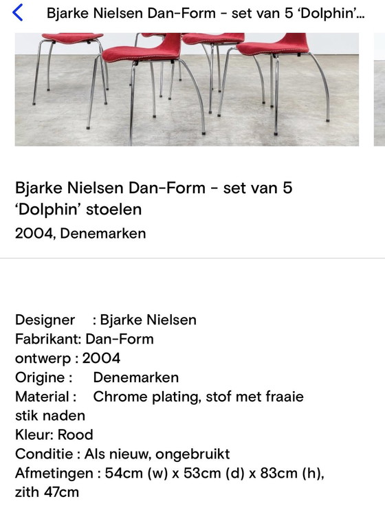 Image 1 of 5X Dolphin -Bjarke Nielsen Dining Chairs For Dan-Form