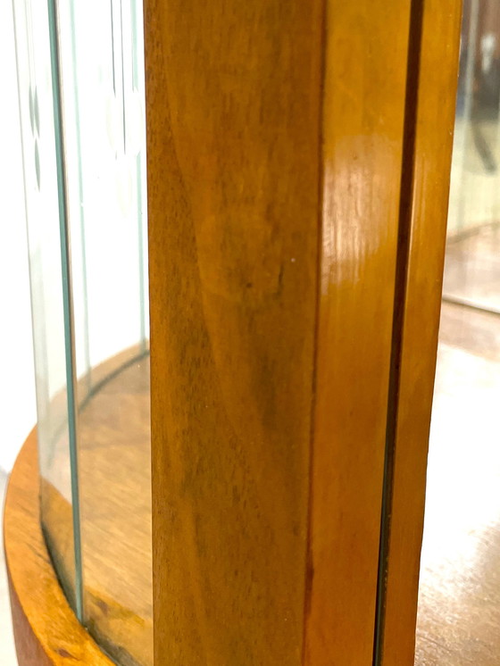 Image 1 of display case with wood finish in art deco style