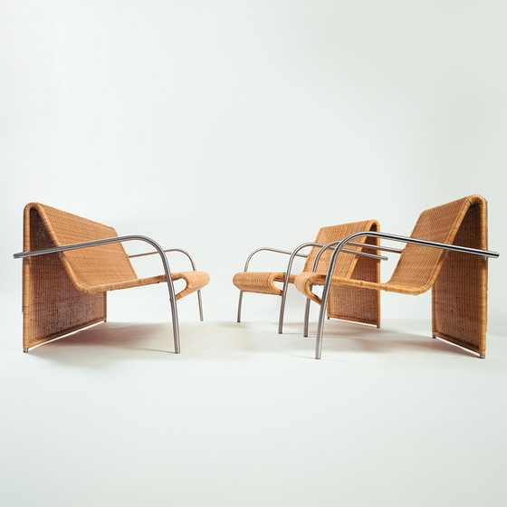 Image 1 of Rotan Pitriet Stoelen En Bank, Loungeset, 1990S