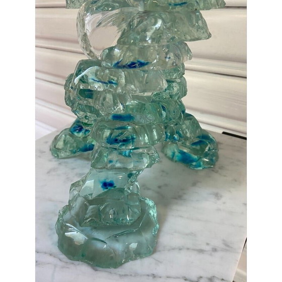 Image 1 of Vintage glass Menorah candlestick by P. Jacob, 2000