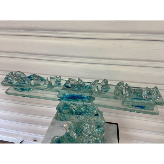Image 1 of Vintage glass Menorah candlestick by P. Jacob, 2000