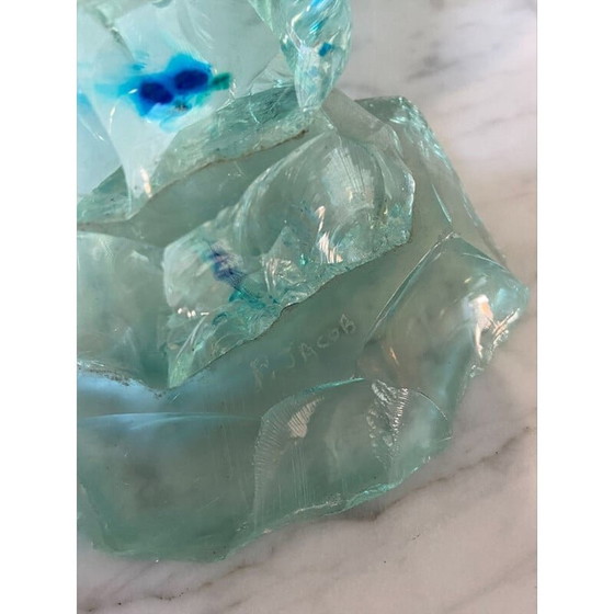 Image 1 of Vintage glass Menorah candlestick by P. Jacob, 2000