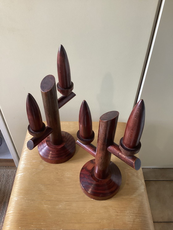 Image 1 of Art deco wooden candlesticks