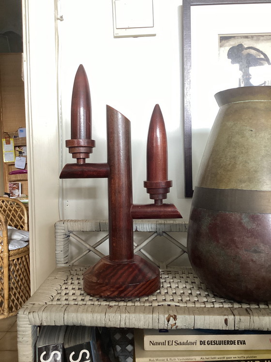 Image 1 of Art deco wooden candlesticks