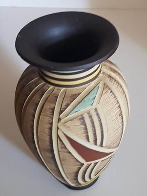 Image 1 of Sgraffito Sawa Vase From Ritz Keramik, 1960S