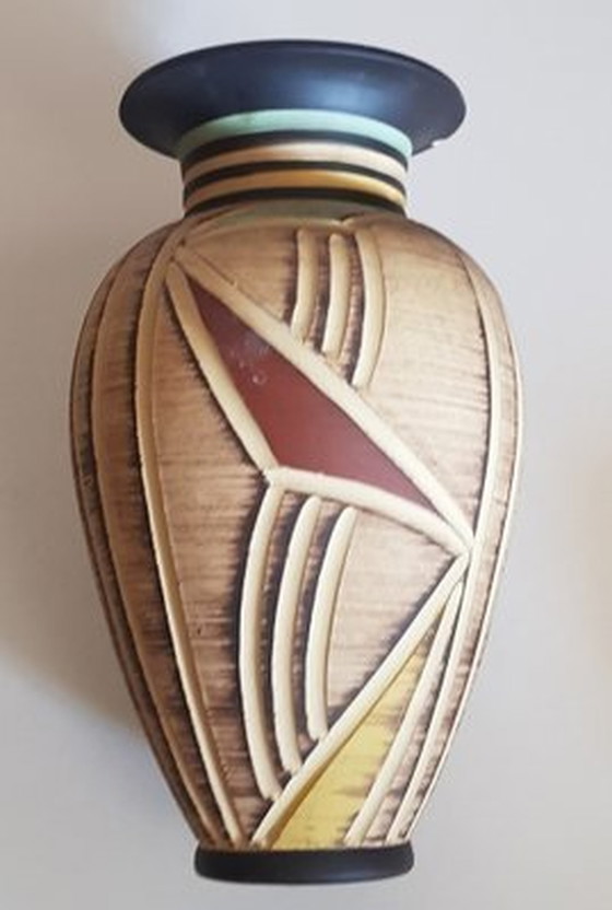 Image 1 of Sgraffito Sawa Vase From Ritz Keramik, 1960S