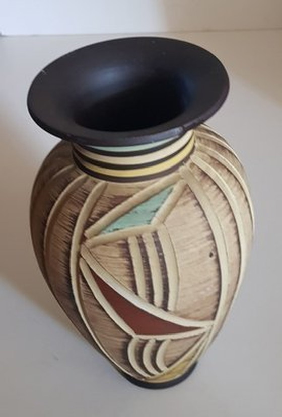 Image 1 of Sgraffito Sawa Vase From Ritz Keramik, 1960S