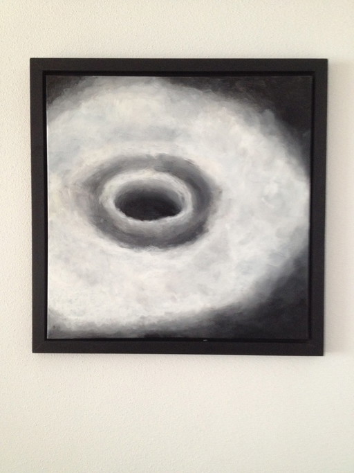 Ton Sparla Acryl op doek; "Het zwarte gat" – schilderijen tekeningen, Canvas, Abstract