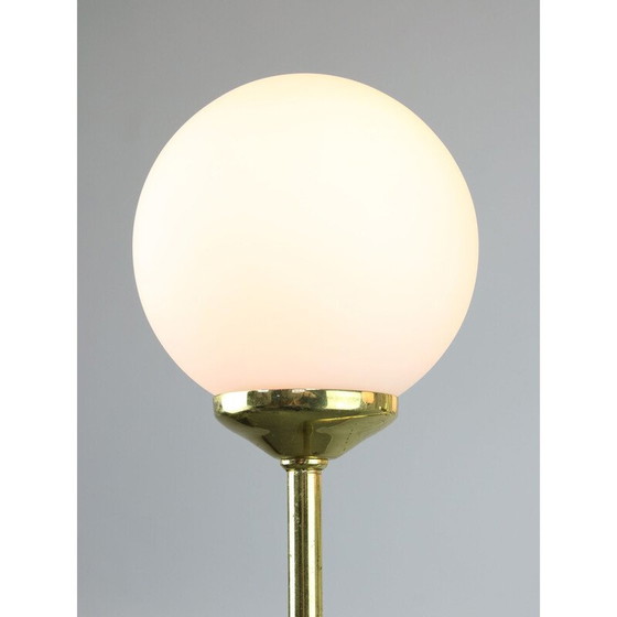Image 1 of Lampadario vintage dorato in vetro opalino