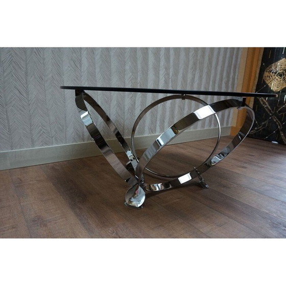Image 1 of Round vintage chrome ring coffee table by Knut Hesterberg, Germany 1960