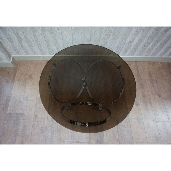Image 1 of Round vintage chrome ring coffee table by Knut Hesterberg, Germany 1960