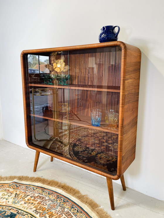 Image 1 of Stylish Display Case With Round Corners From 1950s