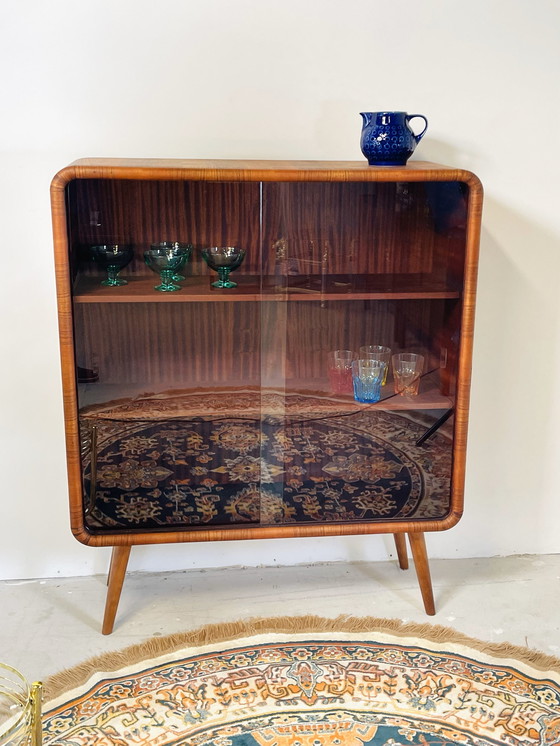 Image 1 of Stylish Display Case With Round Corners From 1950s