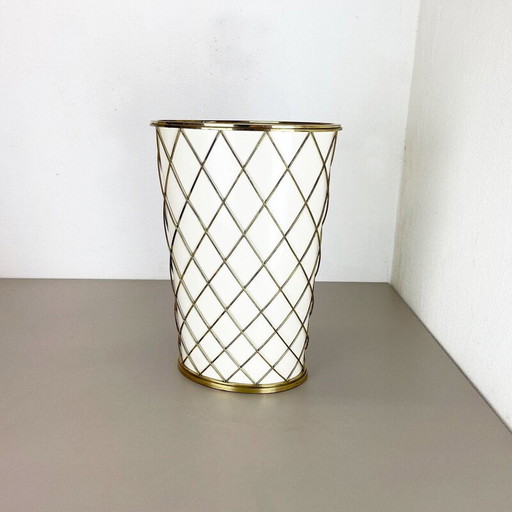 Vintage brass umbrella stand by Vereinigte Werkstätten München, Germany 1950s