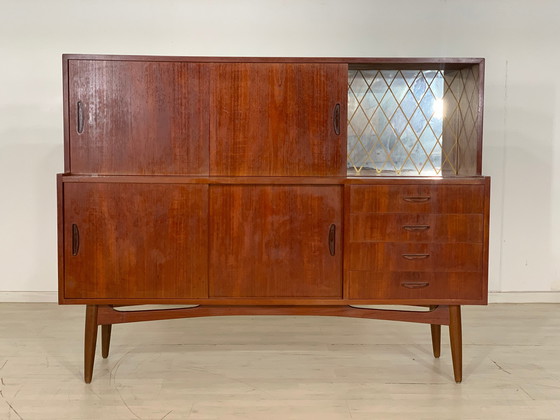 Image 1 of Danish teak highboard cabinet living room cabinet vintage