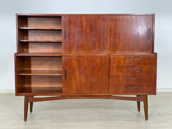 Image 1 of Danish teak highboard cabinet living room cabinet vintage