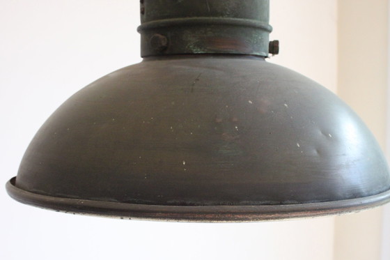 Image 1 of Industrial Copper Factory Pendant Lights, 1930S, Set Of 3